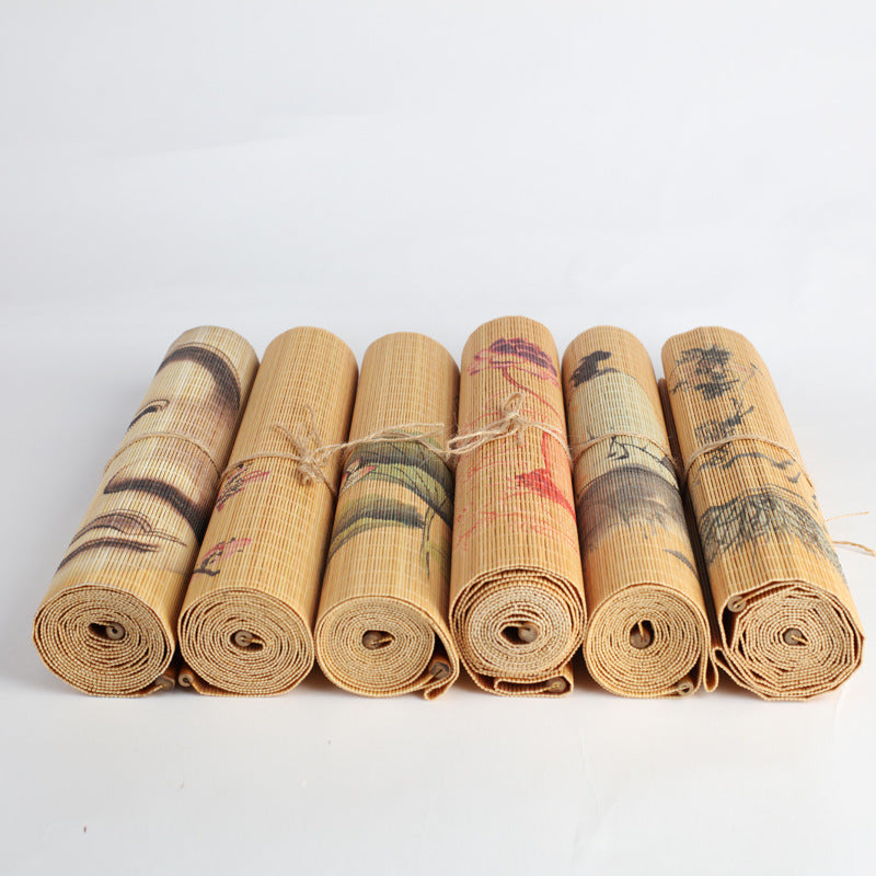 Natural Printed Bamboo Tea Mat Heat Insulation Pad