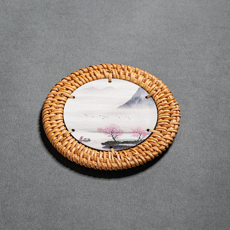 Chinese style creative rattan coaster
