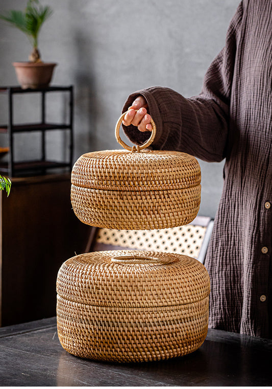 Rattan Pu'er Tea Caddy Storage Basket