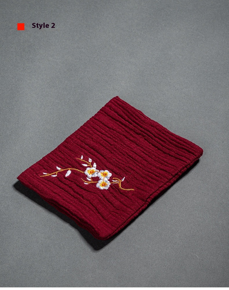 Cotton and Linen Embroidered Tea Towel