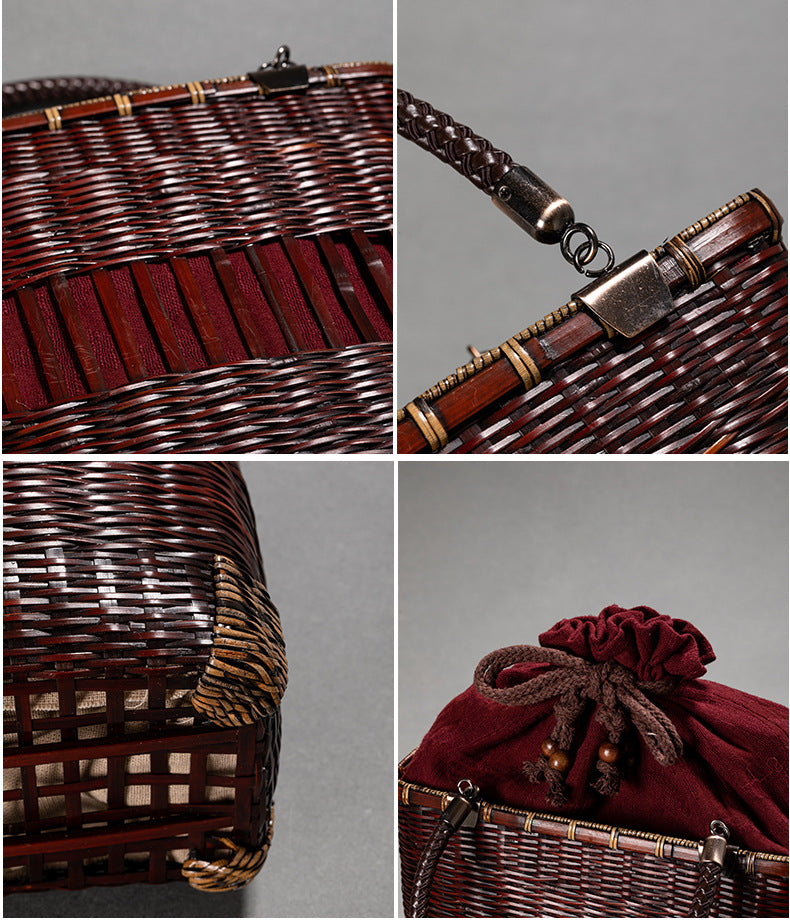Handheld Retro Bamboo Woven Bag
