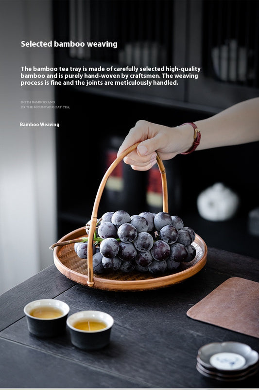 Small Basket Bamboo Woven Fruit Plate Snack Plate