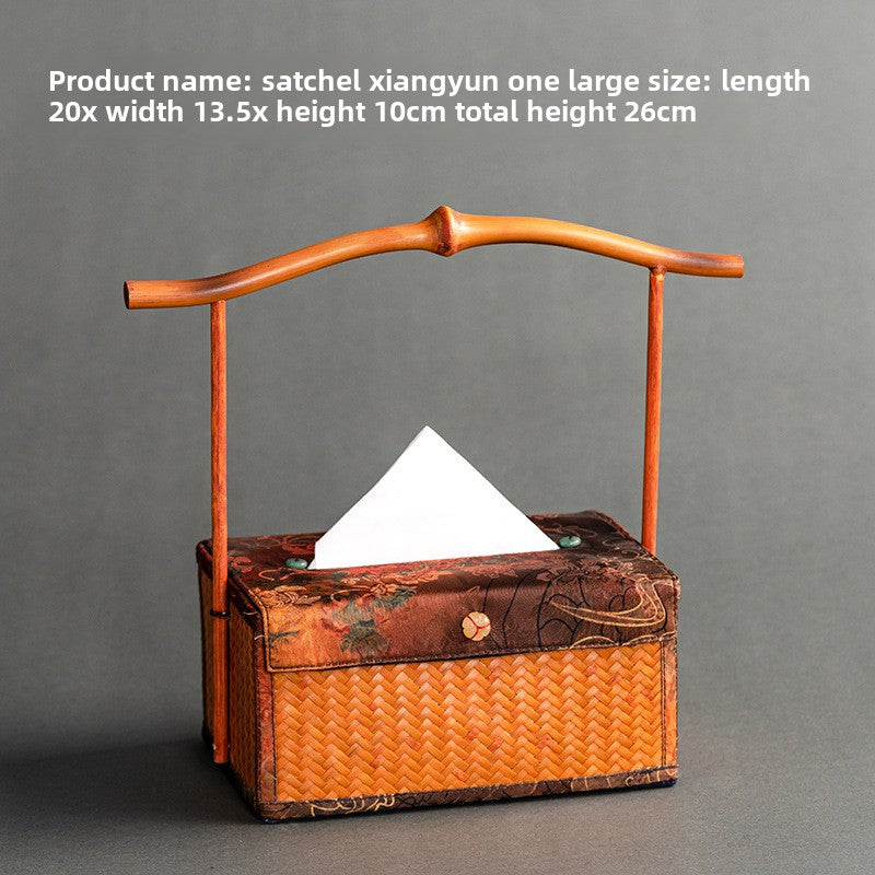 Chinese Style Retro Bamboo Woven Handheld Tissue Box