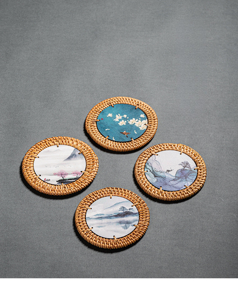 Chinese style creative rattan coaster