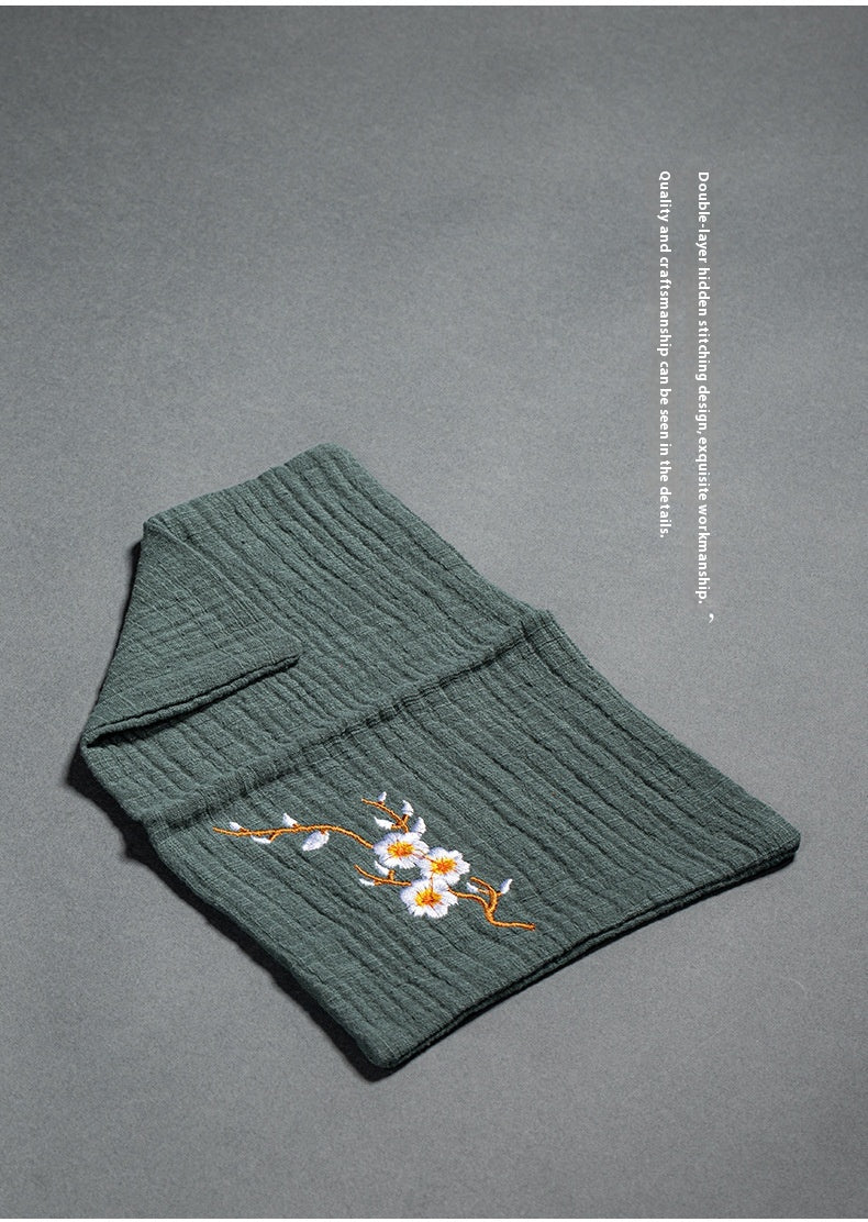 Cotton and Linen Embroidered Tea Towel