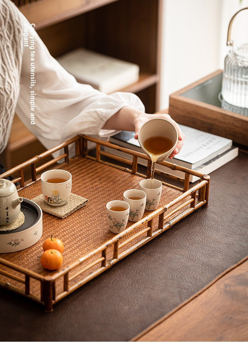 Japanese-style bamboo tea tray