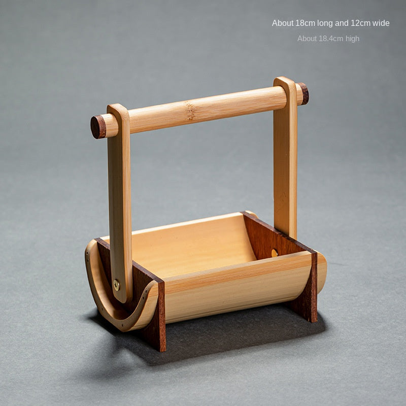 Chinese Style Bamboo Handle Tea Tray