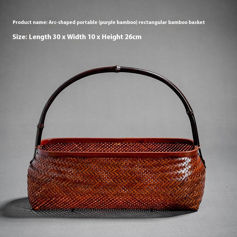Large Lacquered Bamboo Woven Storage Basket