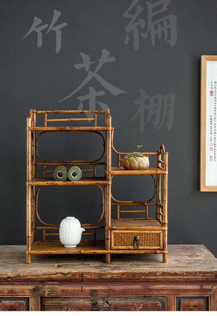 Handmade Bamboo Tea Shelf Curio Stand