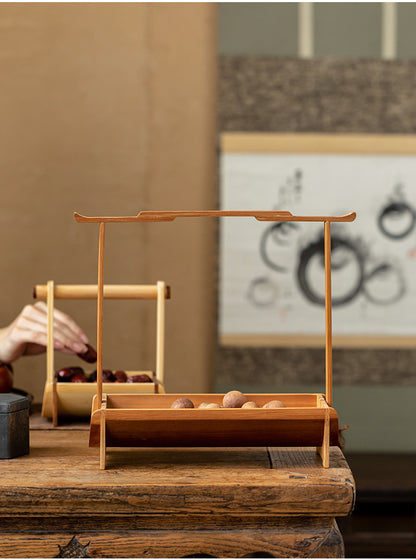 Chinese Style Bamboo Handle Tea Tray