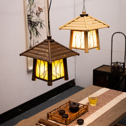 Antique bamboo-made table lamp