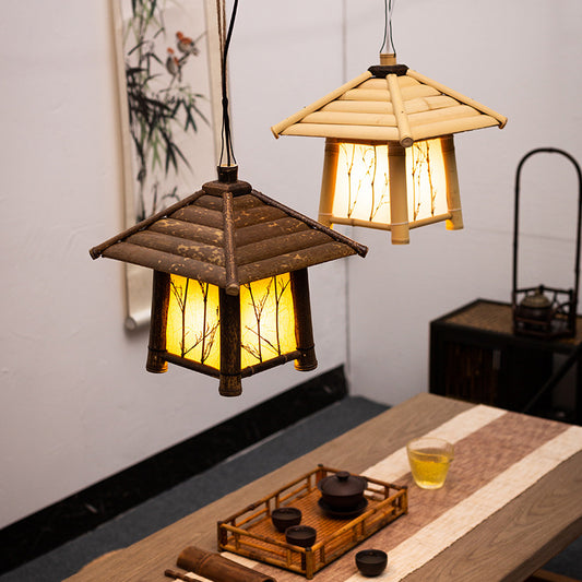 Antique bamboo-made table lamp
