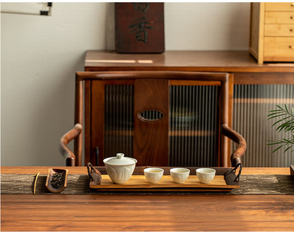 古い石炭竹の茶盆