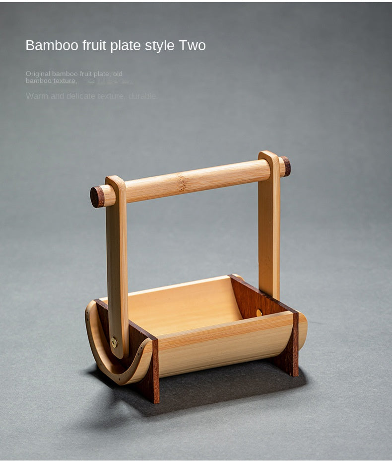 Chinese Style Bamboo Handle Tea Tray