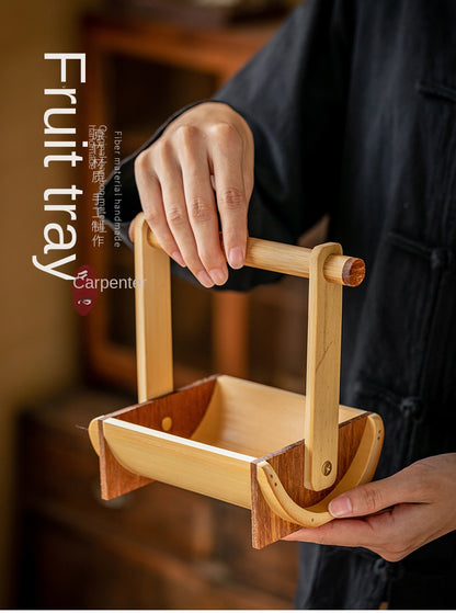 Chinese Style Bamboo Handle Tea Tray