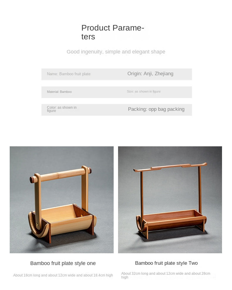 Chinese Style Bamboo Handle Tea Tray