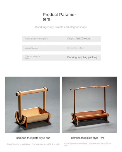 Chinese Style Bamboo Handle Tea Tray