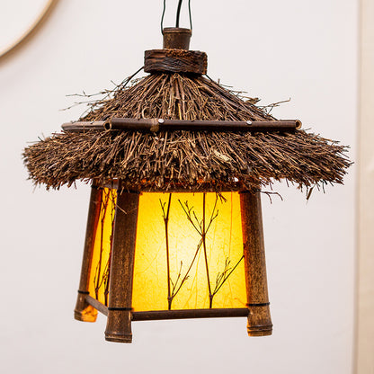 Antique bamboo-made table lamp