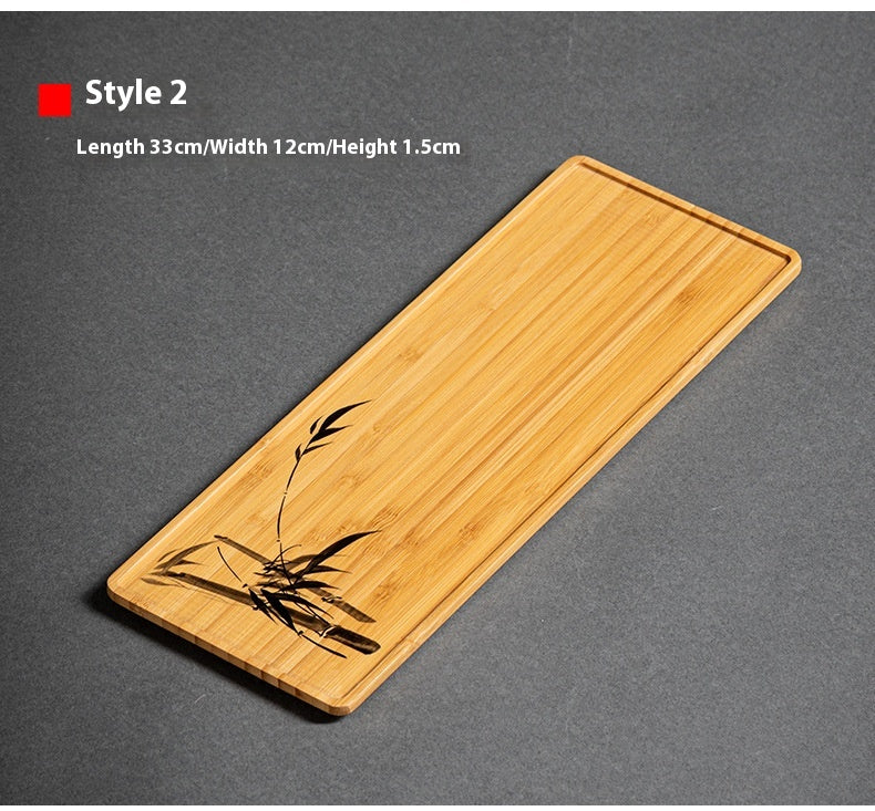 Heavy Bamboo Rectangular Single Layer Simple Tray