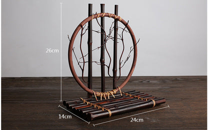 Round Black Bamboo Flower Device