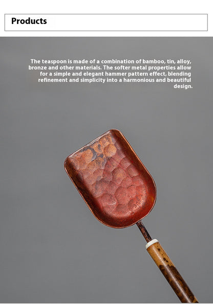 Tea Spoon Single Piece Yunfei Hammered Copper Tea Scoop