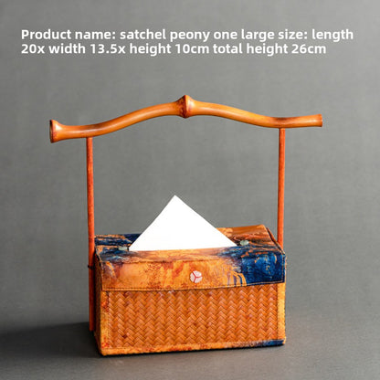 Chinese Style Retro Bamboo Woven Handheld Tissue Box