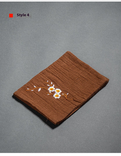 Cotton and Linen Embroidered Tea Towel