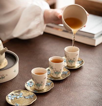 Enamel Japanese Style Metal Tea Cup Coaster