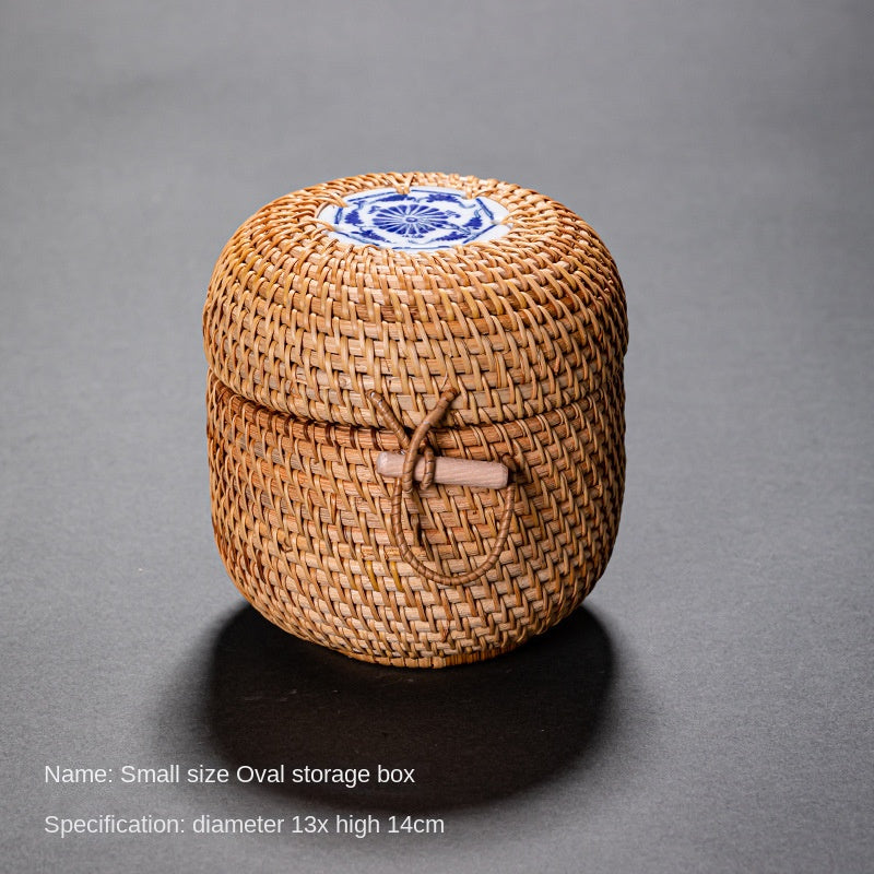 Rattan Pu'er Tea Caddy Storage Basket