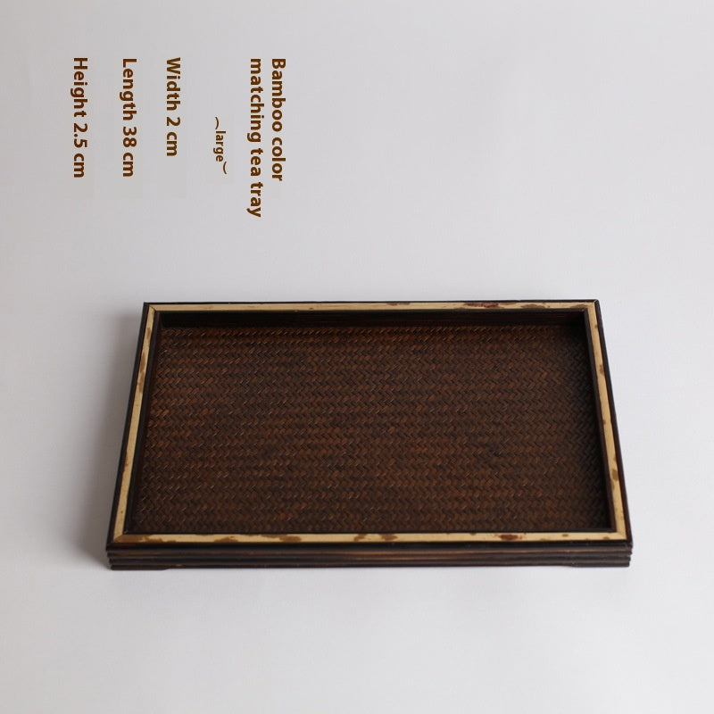 Vintage Bamboo Tea Tray with Tea Holder