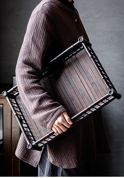 Bamboo Woven Tea Set Storage Basket Frame