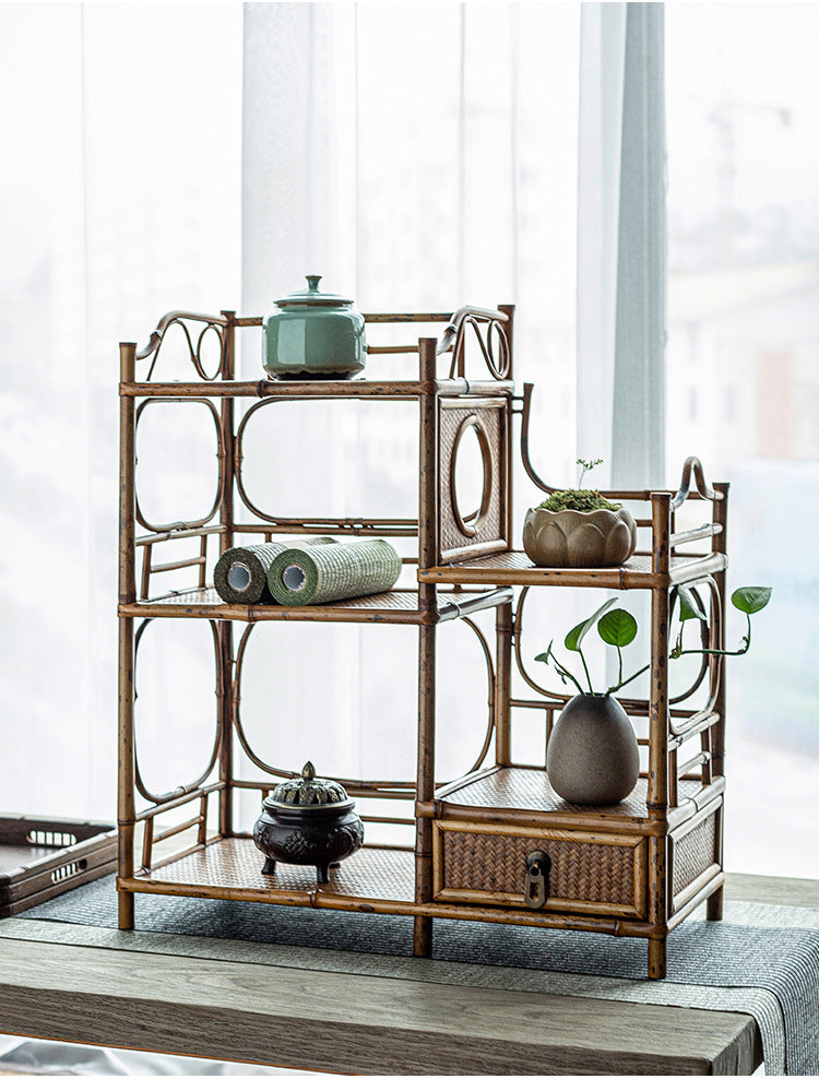 Handmade Bamboo Tea Shelf Curio Stand