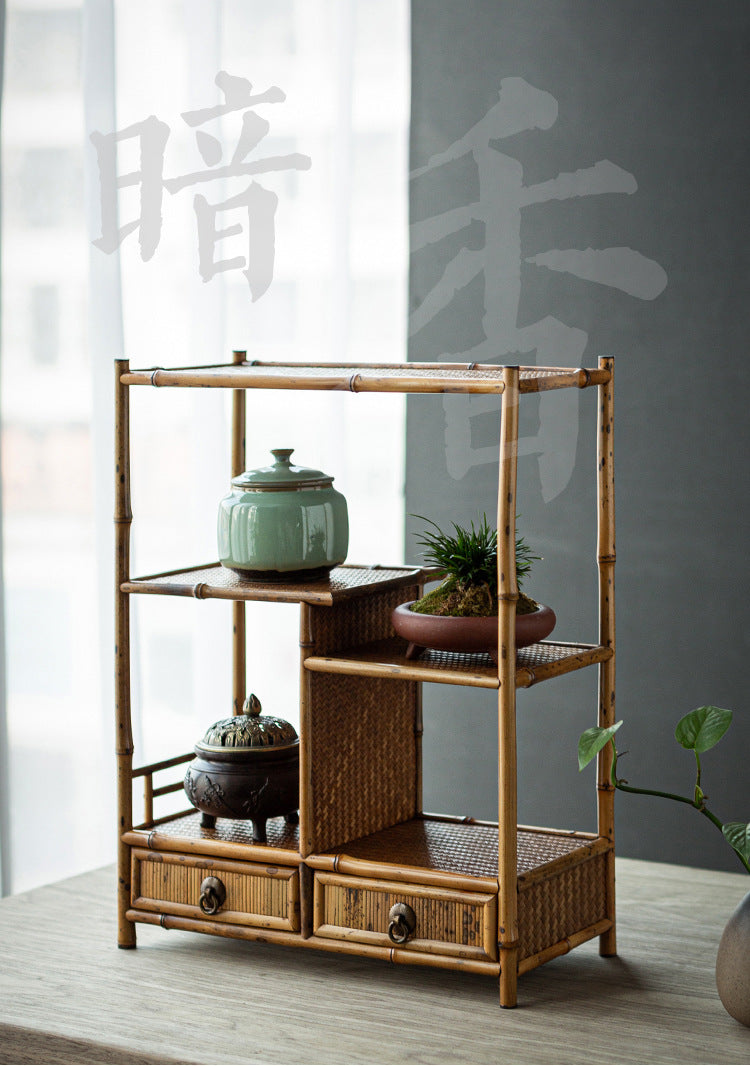 Meilu Bamboo Tea Shelf Display Stand