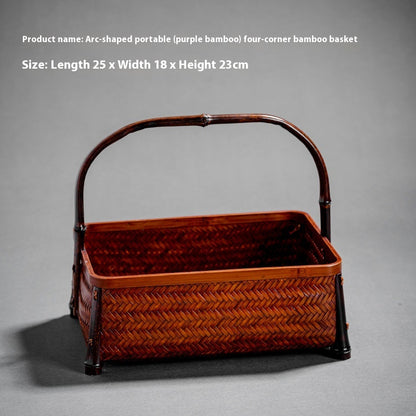 Large Lacquered Bamboo Woven Storage Basket