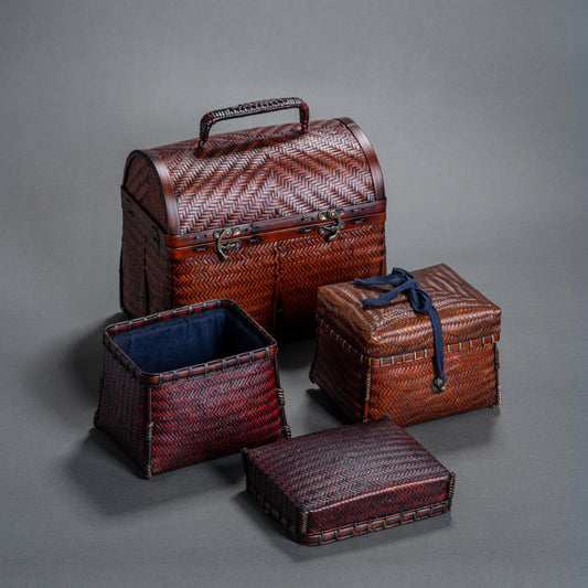 Bamboo tea set storage box