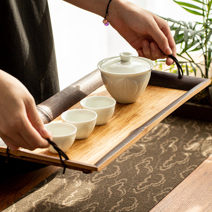古い石炭竹の茶盆