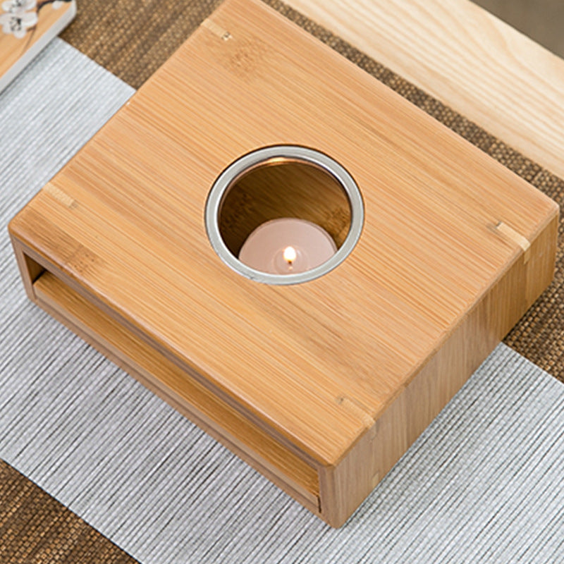 Bamboo Base Tea Warmer Candle Heater