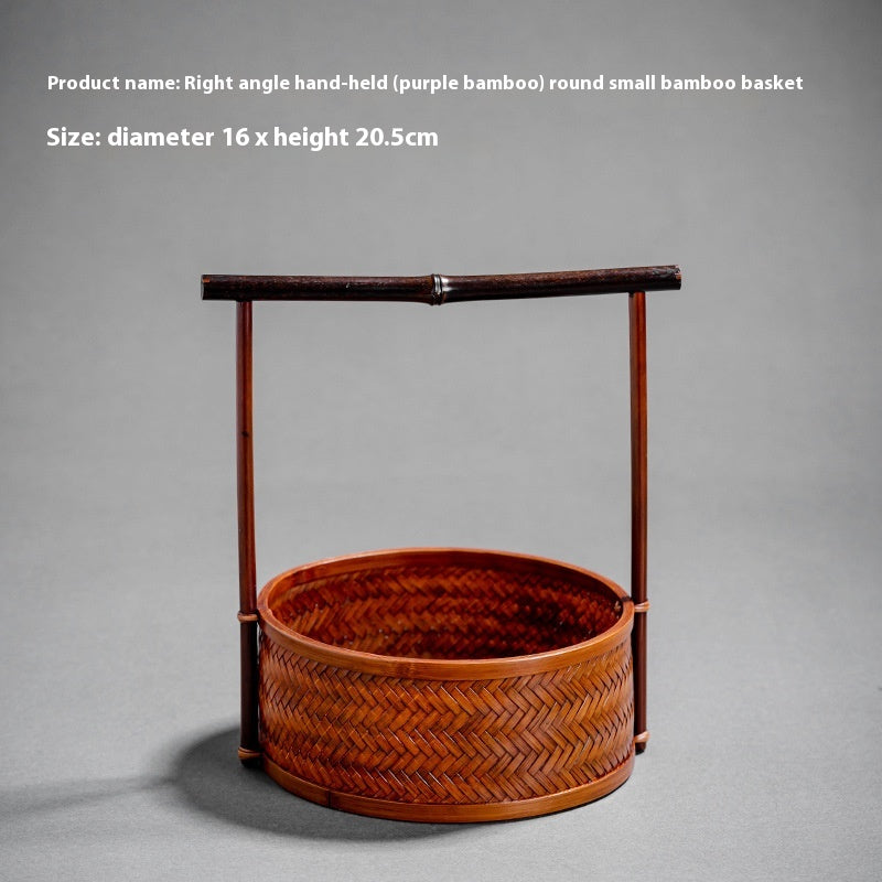 Large Lacquered Bamboo Woven Storage Basket