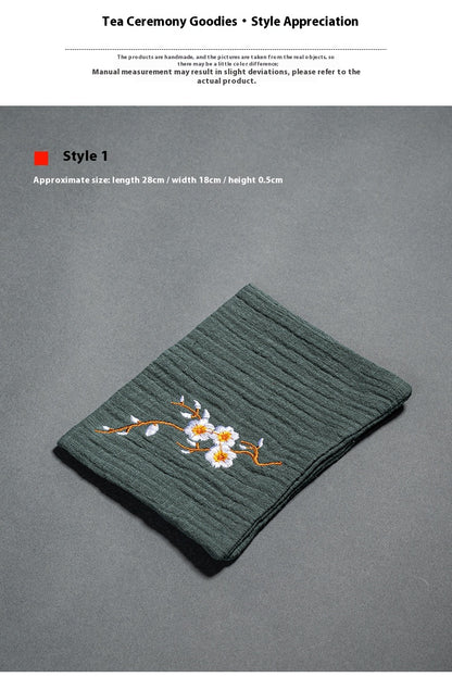 Cotton and Linen Embroidered Tea Towel