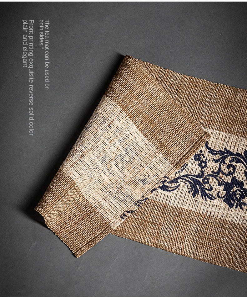 Hand-woven hemp grass tea mat