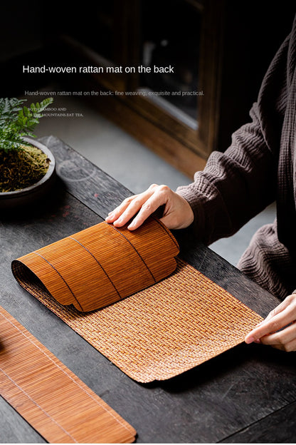 Large Lacquered Bamboo Tea Mat