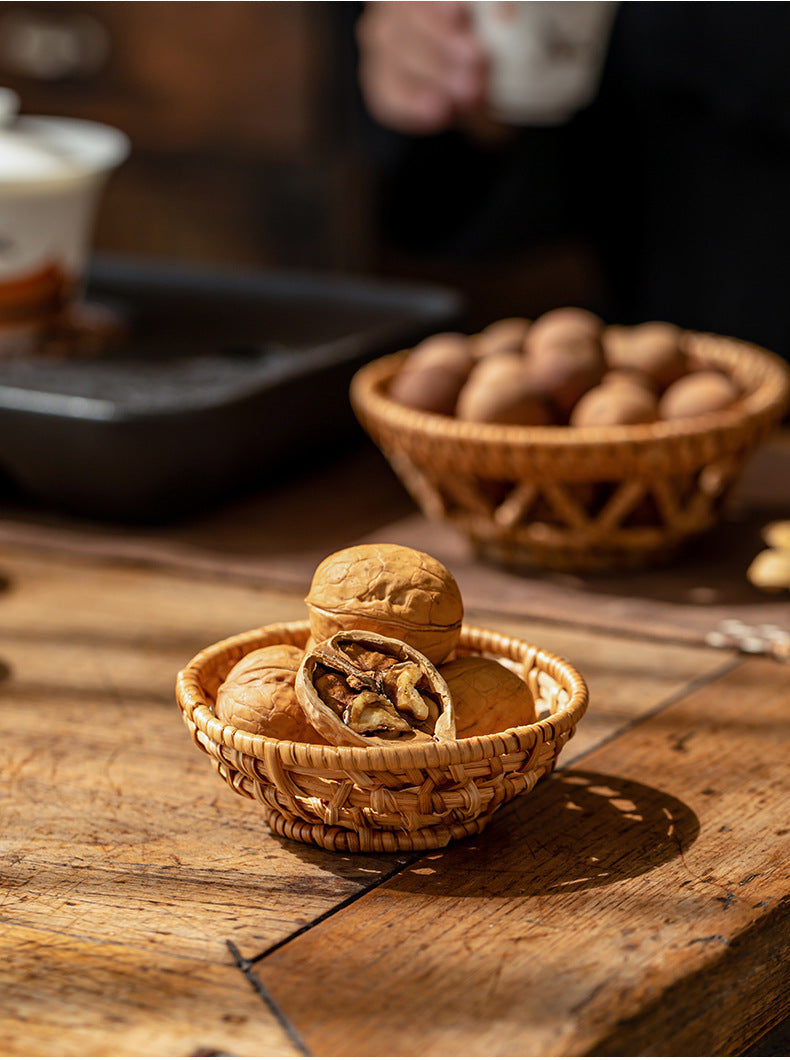 Rattan Tea Cake Tray Chinese Zen Hollow Saucer