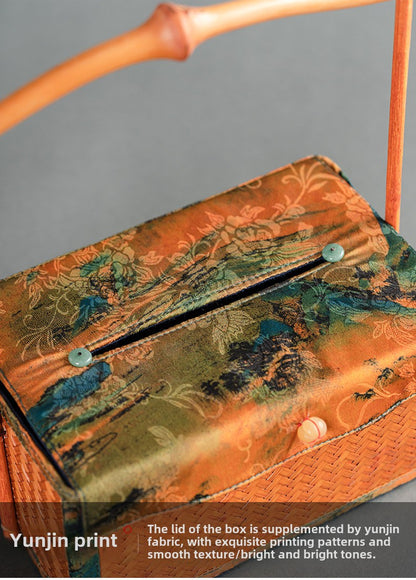 Chinese Style Retro Bamboo Woven Handheld Tissue Box