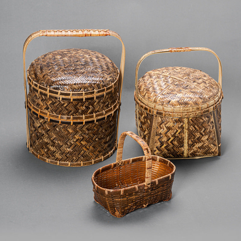 Bamboo Basket Old-Fashioned Portable Small Basket