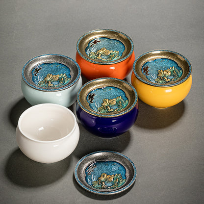 Chinese Household Colorful Ceramic Building Water with Lid