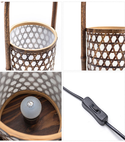 Antique bamboo-made table lamp