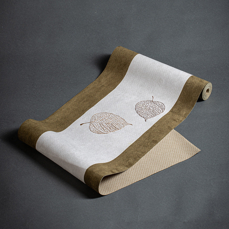 New Chinese Style Retro Embroidered Suede Tea Mat