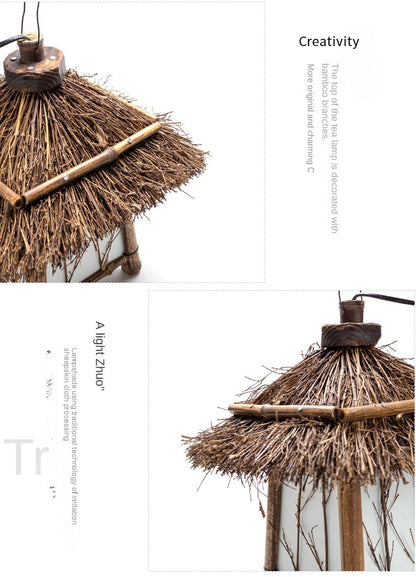Antique bamboo-made table lamp