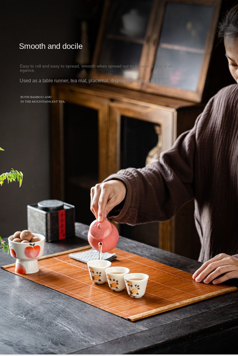 Large Lacquered Bamboo Tea Mat