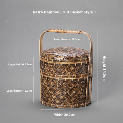 Bamboo Basket Old-Fashioned Portable Small Basket